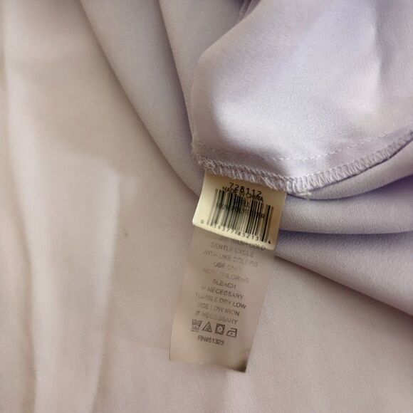 Chaus Blouse Women's XL Purple V-Neck Short Sleeve Ruffle Career Sheer Top - Picture 7 of 8